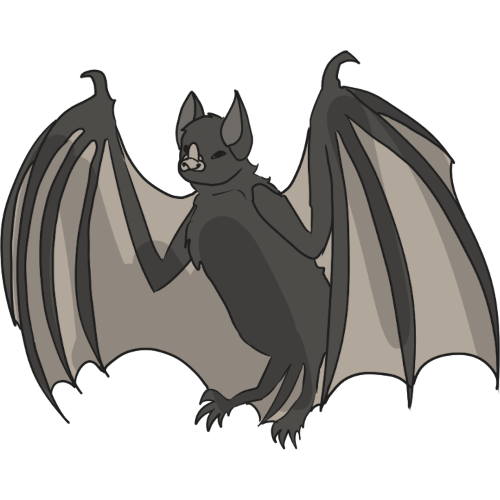 a brown bat with open wings.